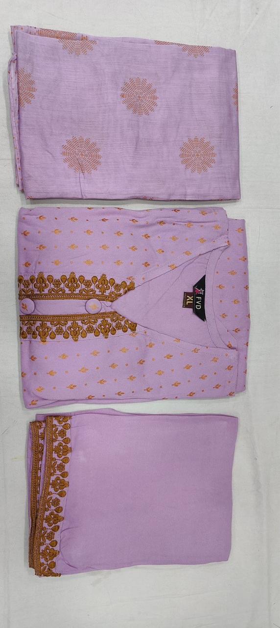 Fvd Sonkali Rayon Prints Designer Kurti With Bottom Dupatta Wholesale Shop In Surat